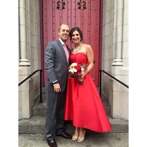 Alfred Sung red formal dress